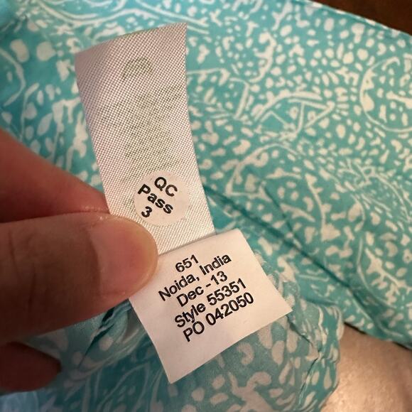 LILLY PULITZER Sarasota Tunic Top Aquamarine Blue Abstract Beaded Boho - Picture 11 of 12